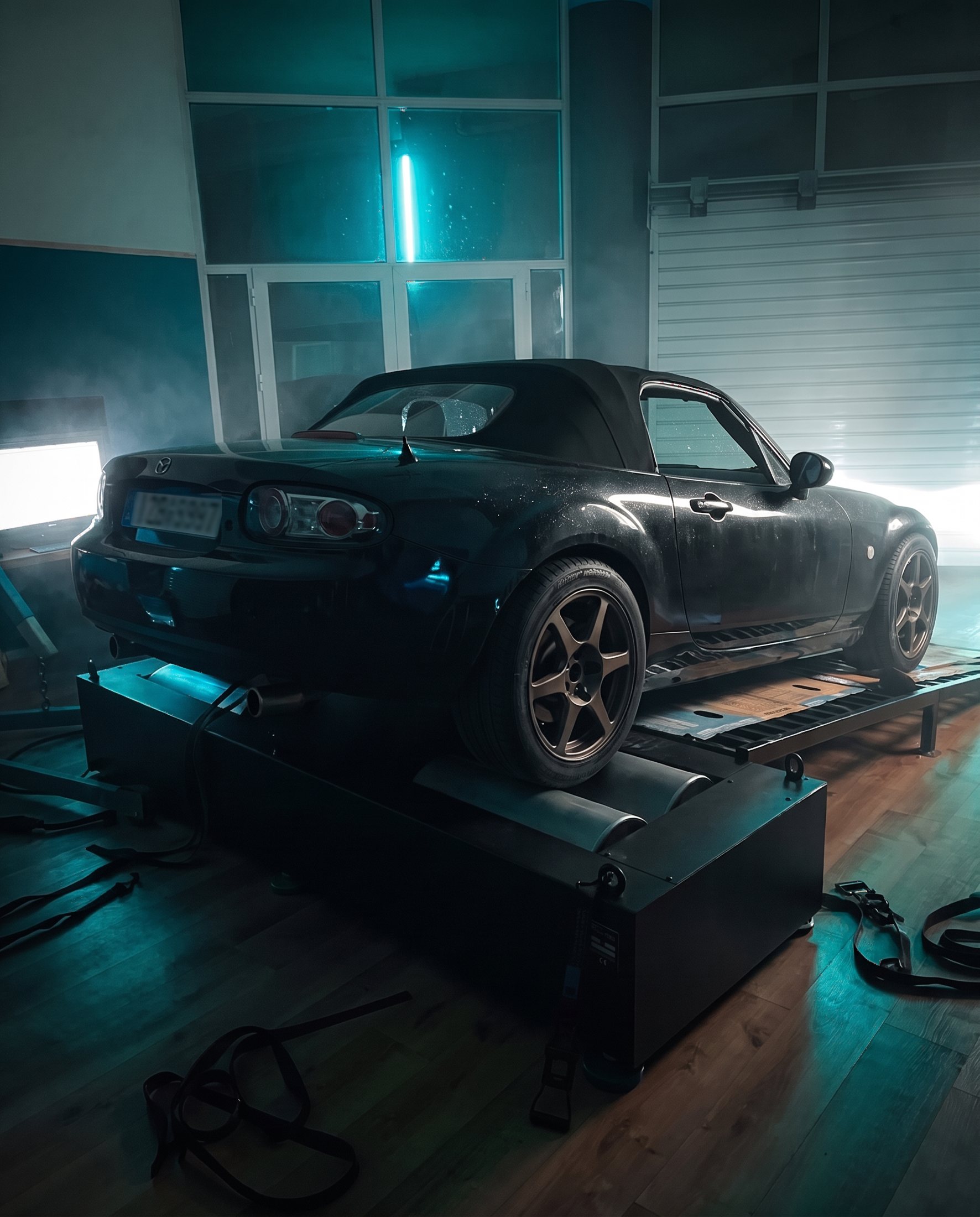 Yiannis' own MX-5 NC in the DMS dyno hall